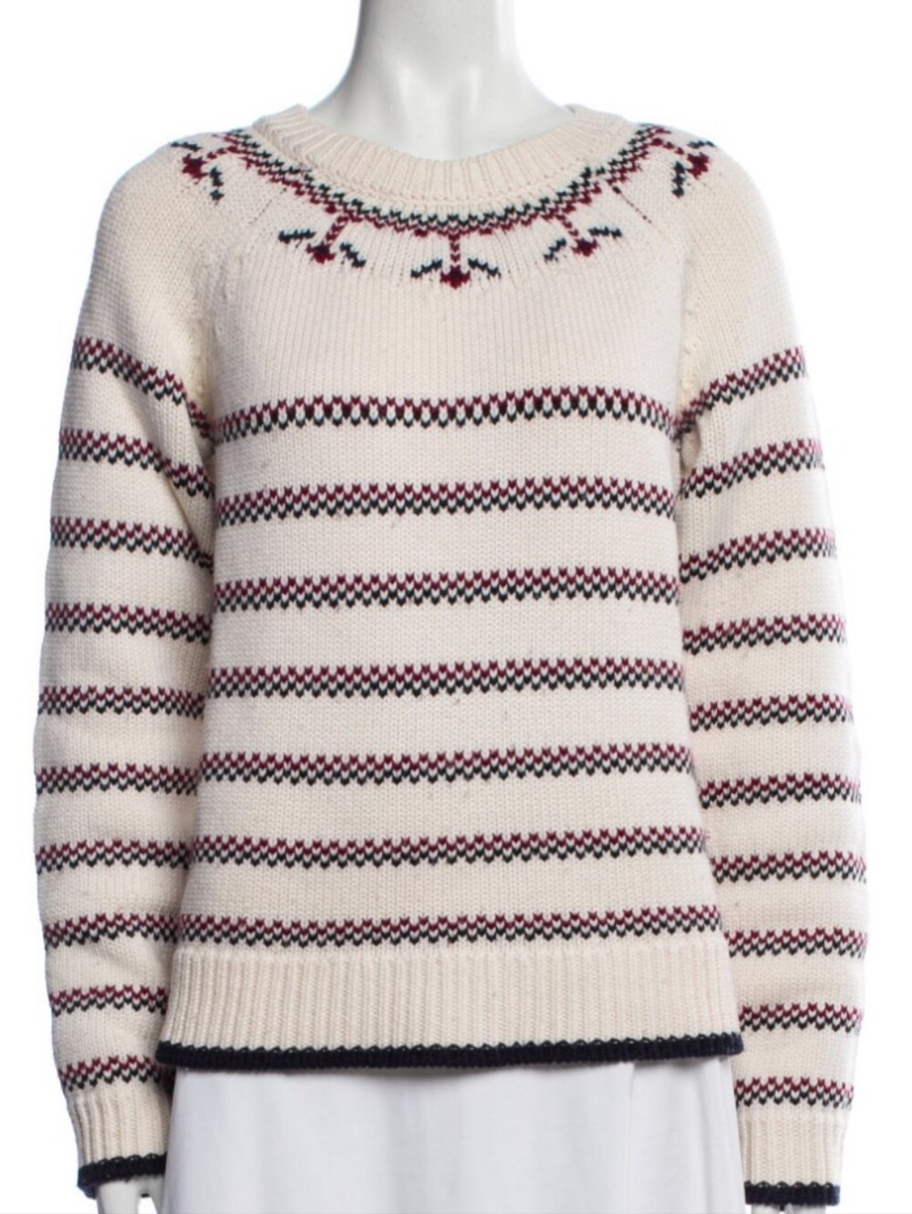 La Ligne Wool Striped Sweater Women's M Chunky Pullover Boho Cottage Preppy